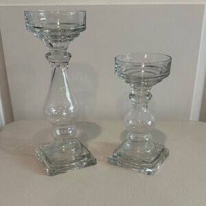 Glass Candle Holder Duo